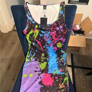 Colorful Splatter Print Dress